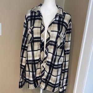 EUC DENIM & CO Soft Plaid Button Down Shirt Stretchy M QVC